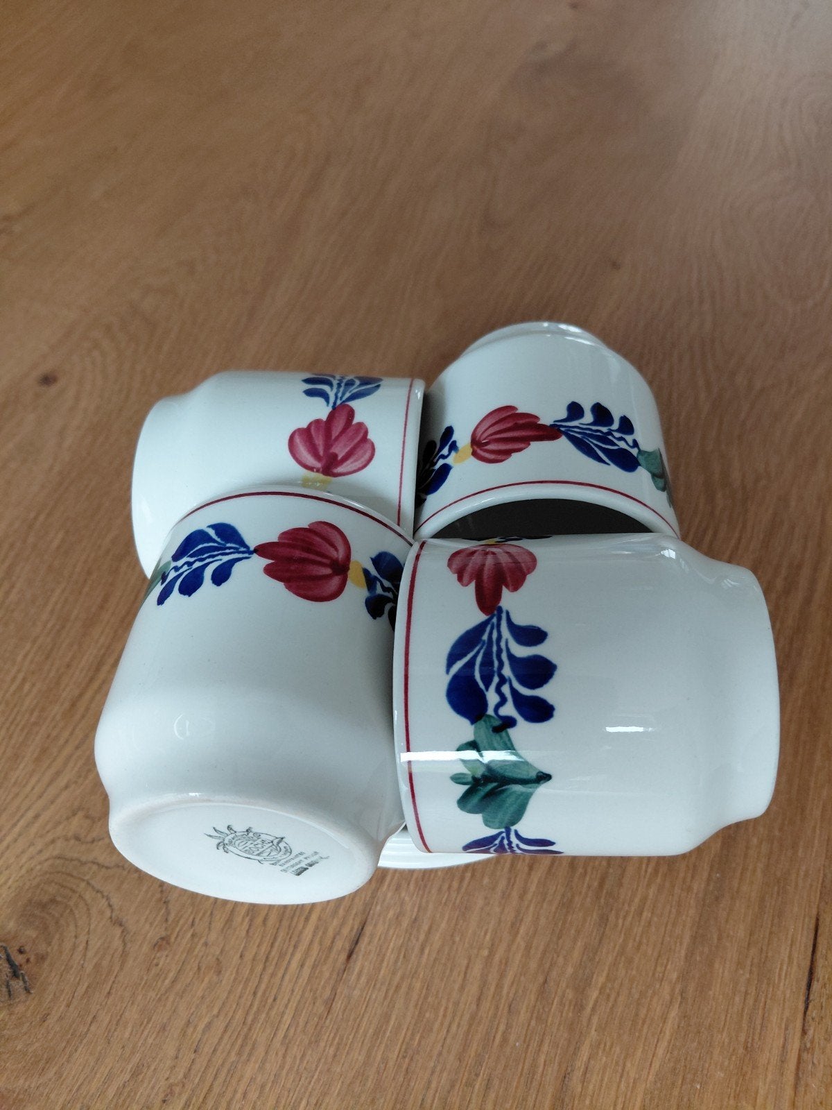 Set van 4 Boch Frères 'Boerenbont' eierdopjes, Ophalen