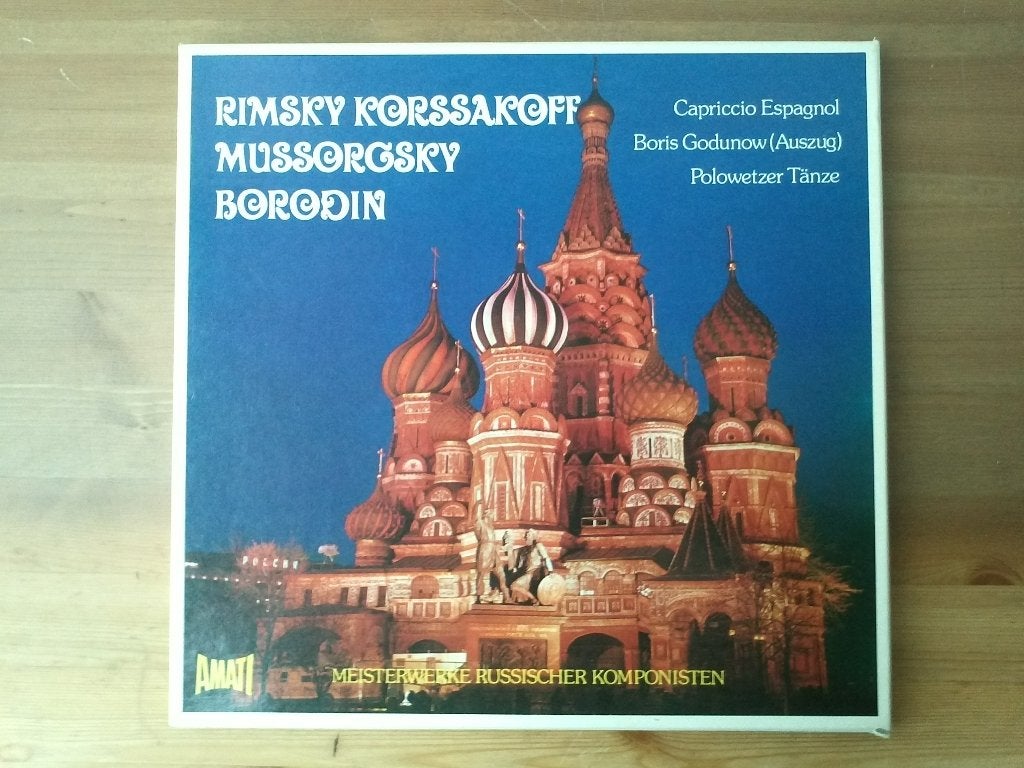 Mooie vintage platenbox van Amati met vijf platen uit 1974., Ophalen of Verzenden