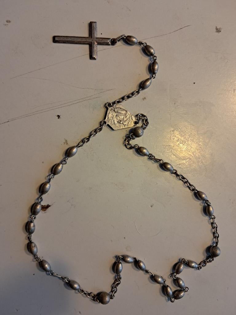 rozenkrans-kort,zilver, Ophalen of Verzenden