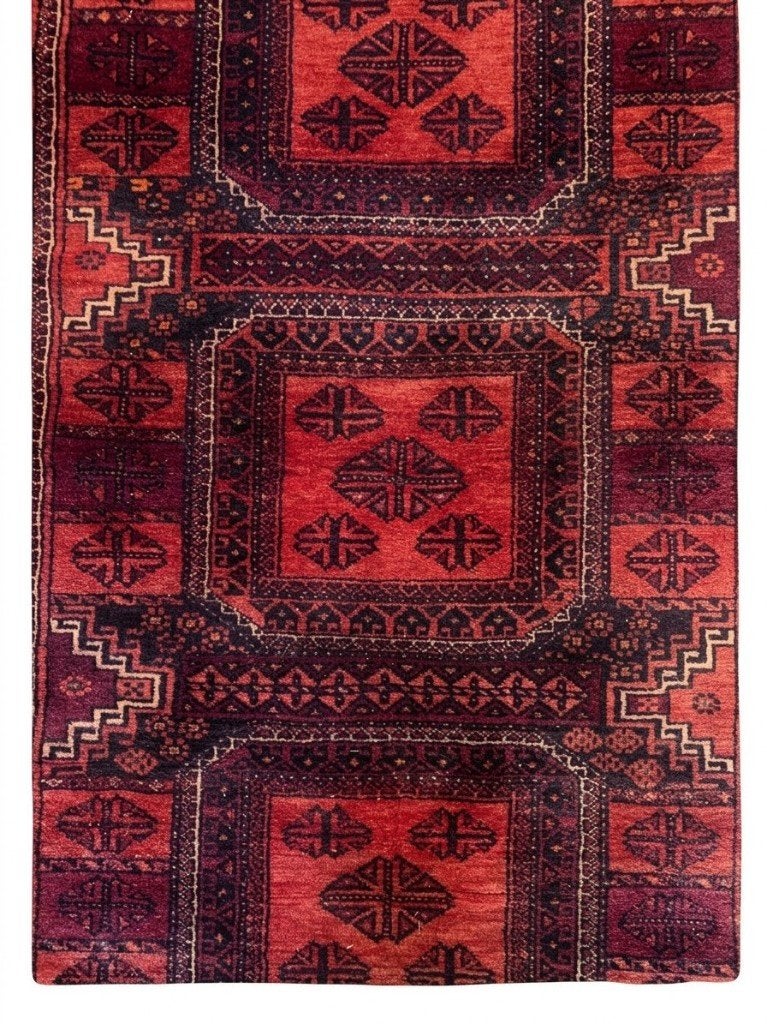 Tapijt vloerkleed rood roze paars - vintage retro, Ophalen, Gebruikt, 100 tot 150 cm, Rood