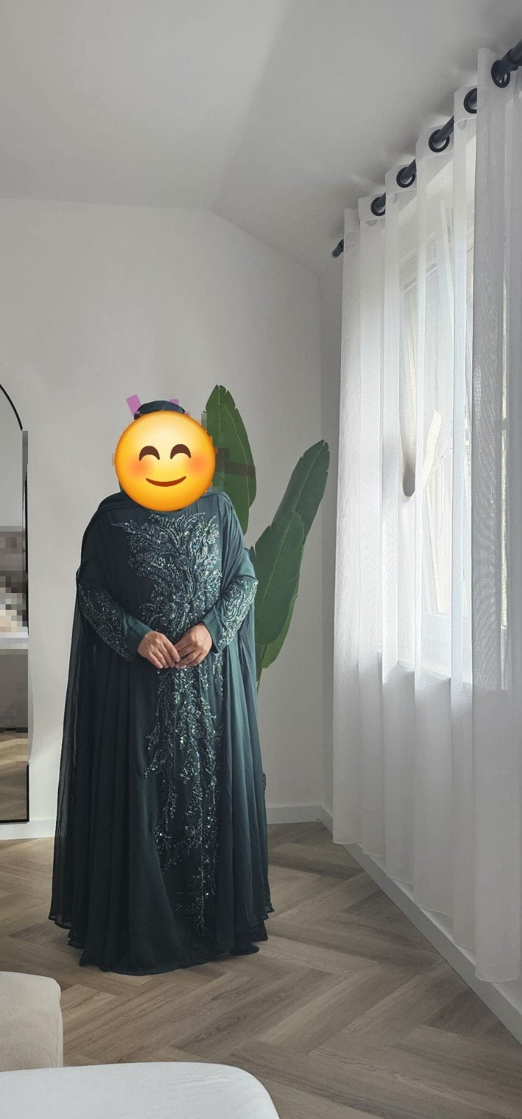 Prachtige groene abaya, Kleding | Dames, Jurken, Maat 42/44 (L), Ophalen of Verzenden, Onbekend, Zo goed als nieuw