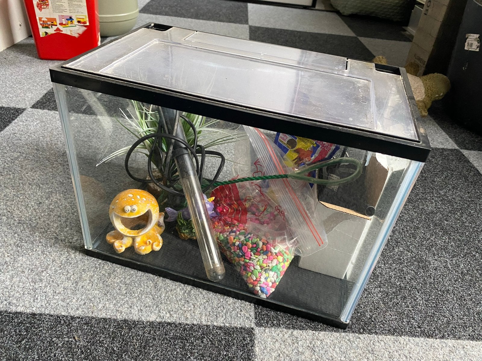 Klein Aquarium compleet, Ophalen, Inclusief deksel, Gebruikt, Leeg aquarium