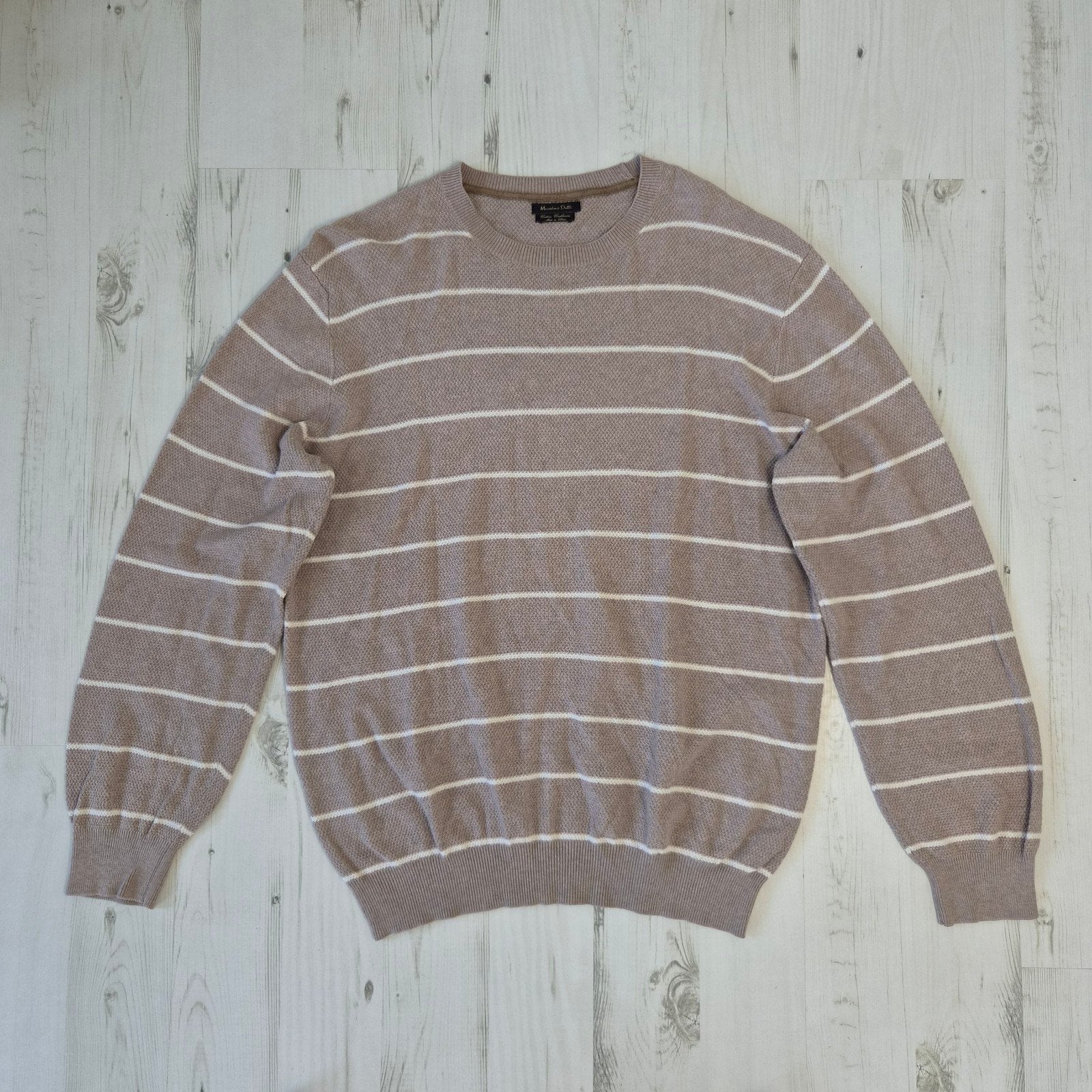 Massimo Dutti knit pullover trui XL kasjmier bl. ronde hals, Kleding | Heren, Truien en Vesten, Beige, Maat 56/58 (XL), Ophalen of Verzenden