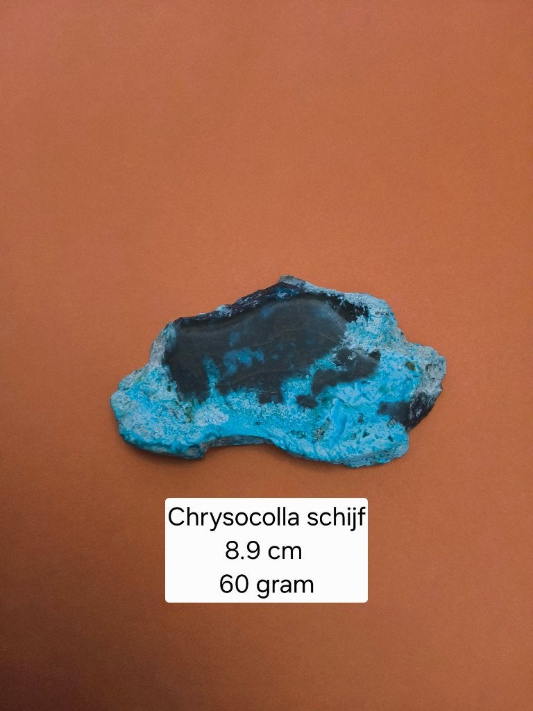 Chrysocolla schijf, Ophalen of Verzenden, Mineraal
