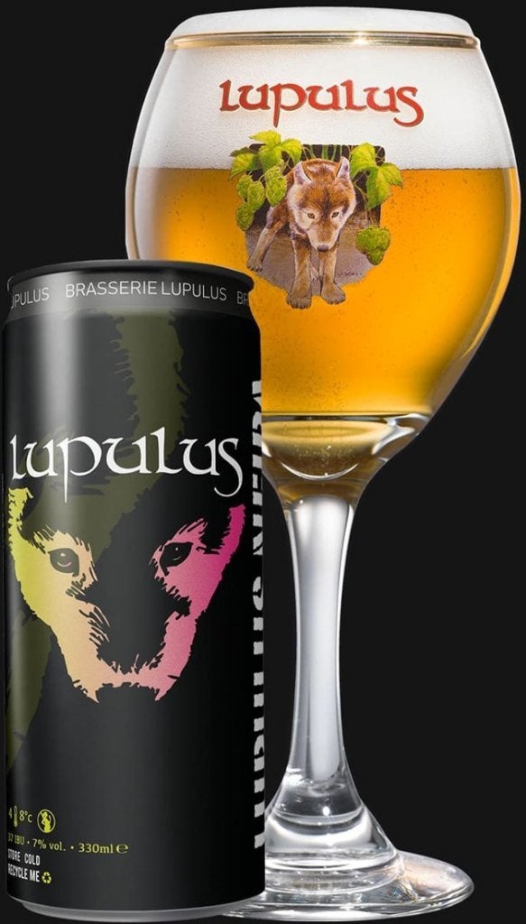 2 mooie LUPULUS bierglazen bierglas bier glazen op voet, Ophalen of Verzenden, Zo goed als nieuw, Bierglas