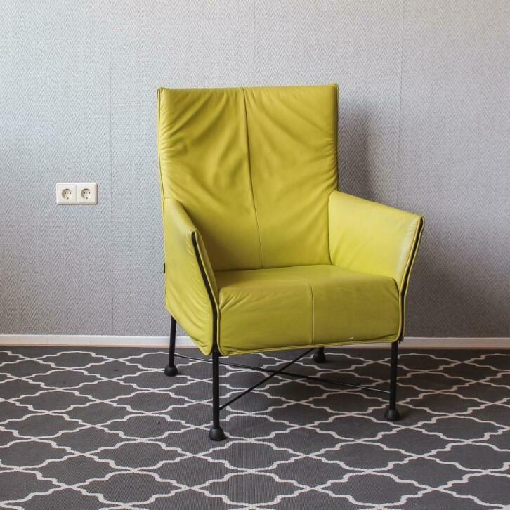 2 Montis Charly fauteuils Limegroen , zwart frame, Huis en Inrichting, Fauteuils, Niet ingevuld, Niet ingevuld, Leer, Ophalen of Verzenden