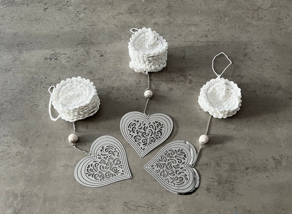 Windspinner set wit decoratie huwelijk bruiloft hart zilver, Tuin en Terras, Tuinwanddecoratie, P Gillisstraat, Nieuw, Kinderworkshops Petra