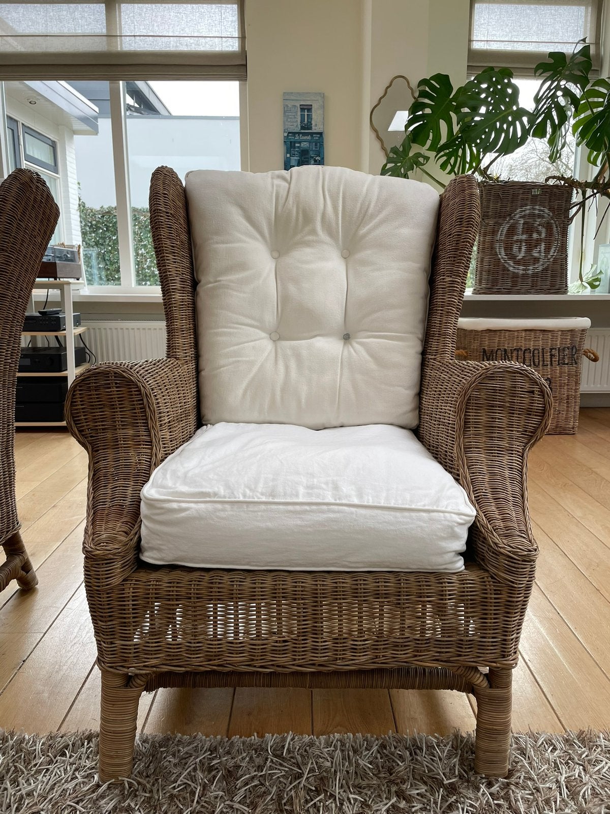 Riviera Maison rieten fauteuil, Huis en Inrichting, Fauteuils, Ophalen of Verzenden, 75 tot 100 cm, Riet of Rotan, 75 tot 100 cm