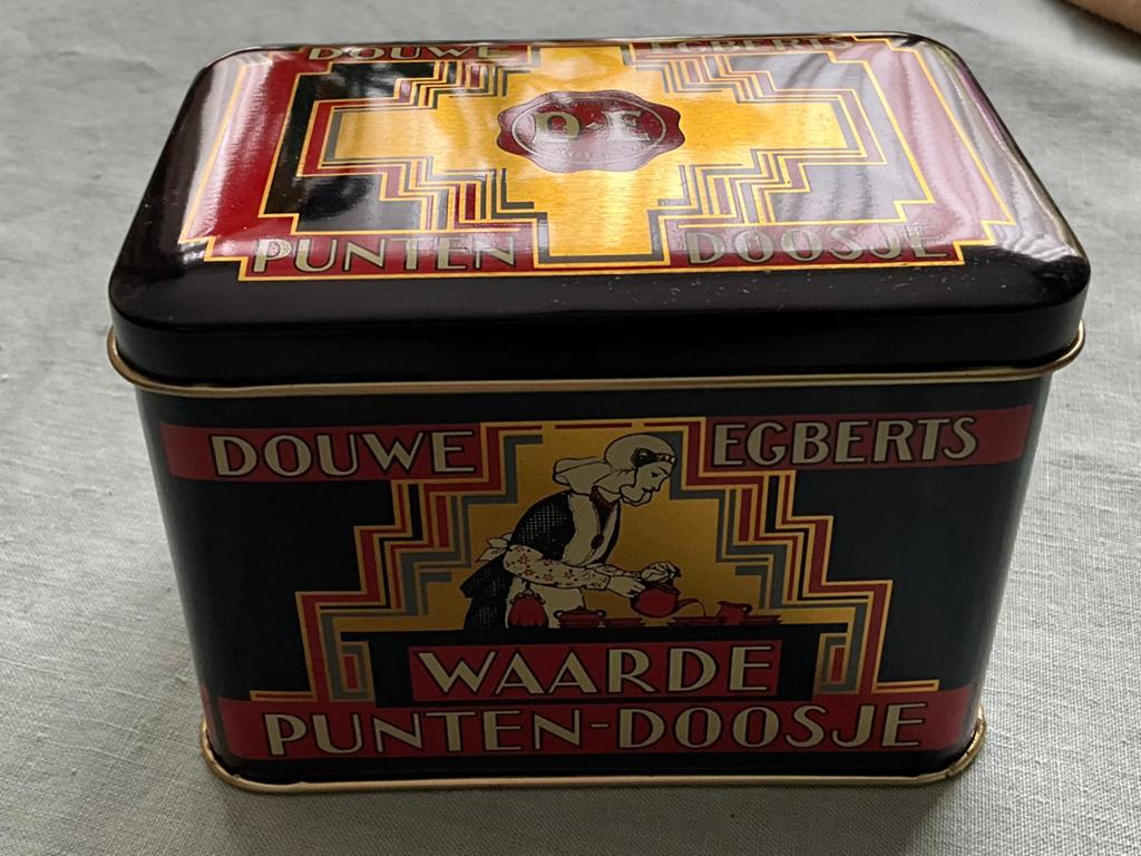 Douwe Egberts (DE) waarde punten doosje ongebruikt, Verzamelen, Blikken, Ophalen of Verzenden, Nieuw, Koffie, Douwe Egberts