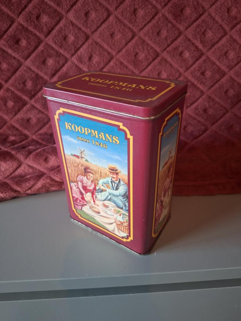 Koopmans bewaarblik vintage, Verzamelen, Blikken, Ophalen of Verzenden, Gebruikt, Overige