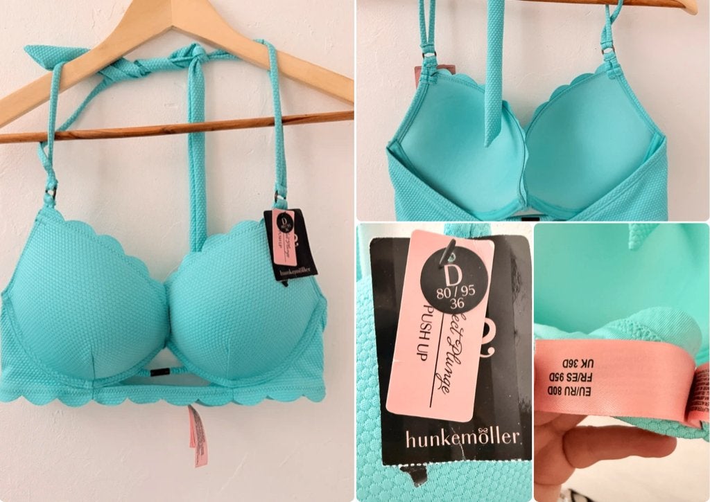Hunkemöller Bikinitop Scallop Dream Plunge 80D, Blauw, Nieuw, Ophalen of Verzenden, Bikini