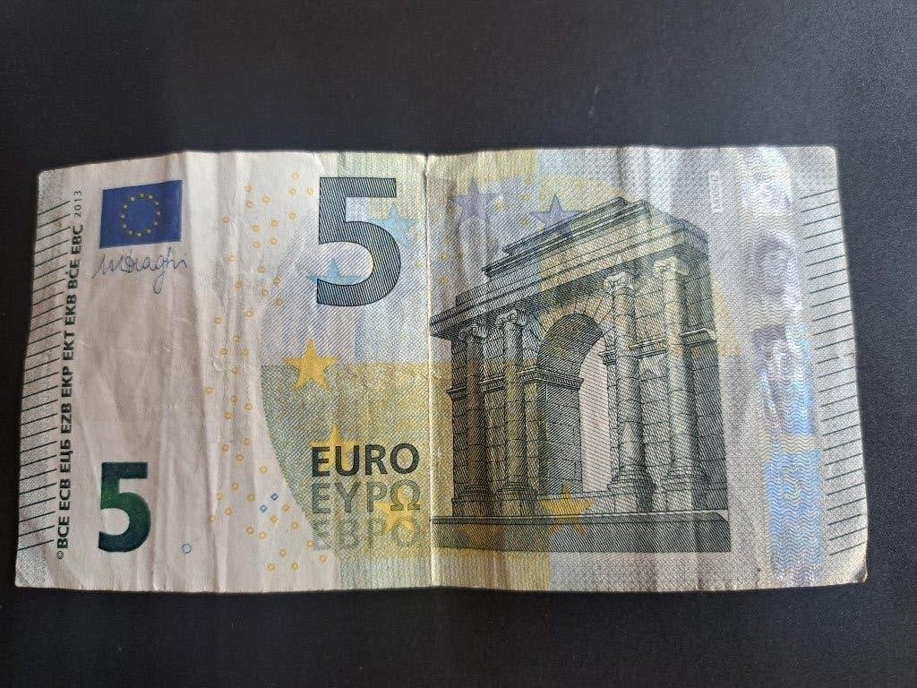2013 Portugal 5 euro Draghi met nummer 666, Postzegels en Munten, Verzenden, Portugal, 5 euro, Los biljet