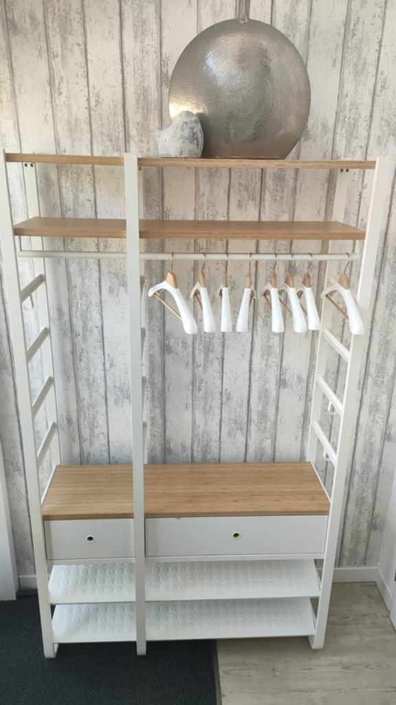 Open kledingkast met lades en planken, Huis en Inrichting, Gebruikt, 100 tot 150 cm, Modern, Industrieel, Met plank(en)