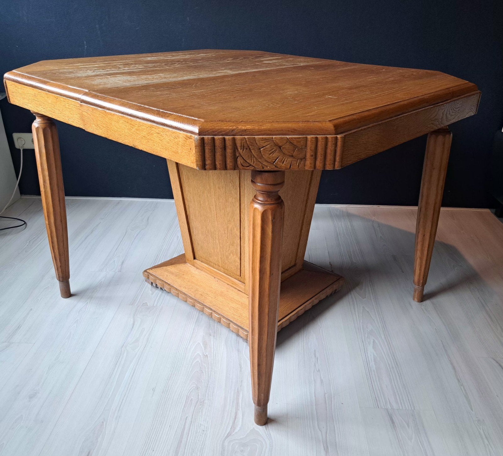Antieke eikenhouten uitschuifbare eettafel, Ophalen