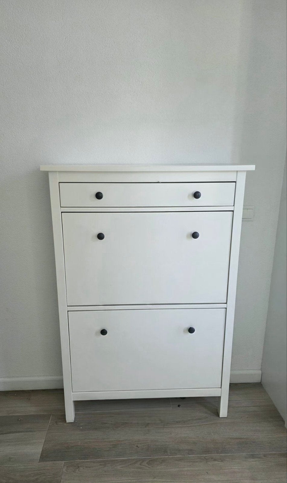 Witte schoenenkast met lade - IKEA BISSA/HEMNES stijl, Ophalen of Verzenden, Gebruikt, Modern, Scandinavisch, Functioneel