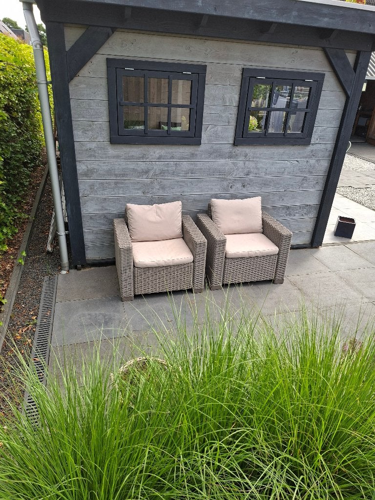Set van 2  wicker tuinstoelen met kussens Allibert, Ophalen, Gebruikt, Wicker