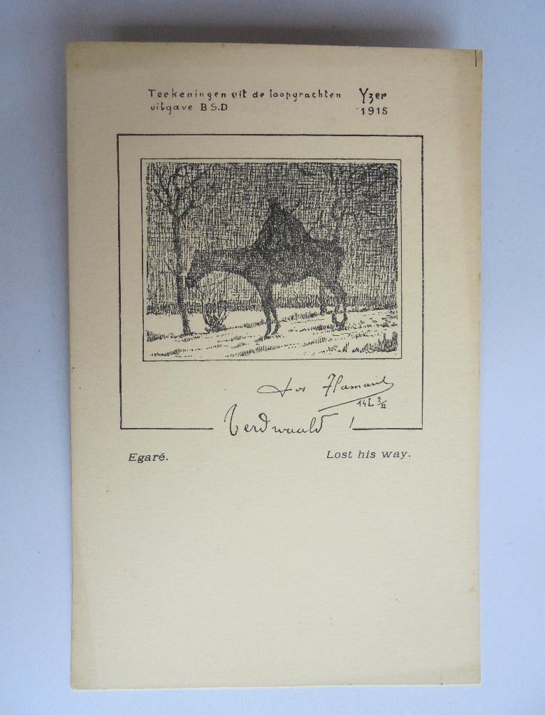 Ansichtkaart Teekeningen uit de loopgraven YPER 1915 WO1., Verzamelen, Ophalen of Verzenden, Landmacht, Overige gebieden, Foto of Poster