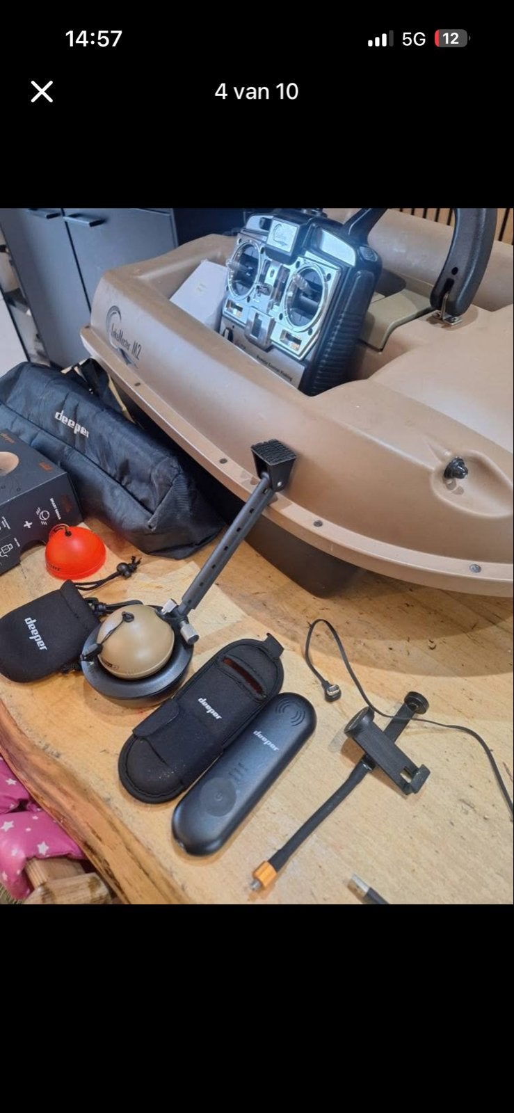 Lakemaster M2 voerboot met Deeper Chirp+ 2 fishfinder, Ophalen, Zo goed als nieuw, Complete set