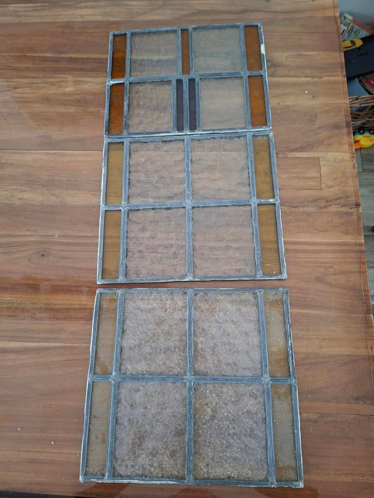 Glas in lood ramen (3 stuks), Ophalen, Gebruikt, Minder dan 80 cm, Glasplaat