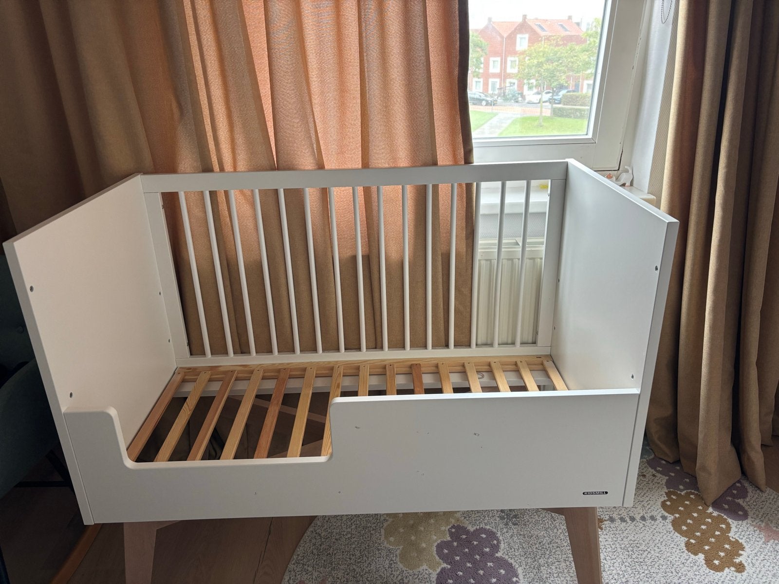 Kidsmill Sixties Babykamer Wit Mat/Naturel - Z.G.A.N., Gebruikt, Ophalen of Verzenden, Lattenbodem, Minder dan 140 cm