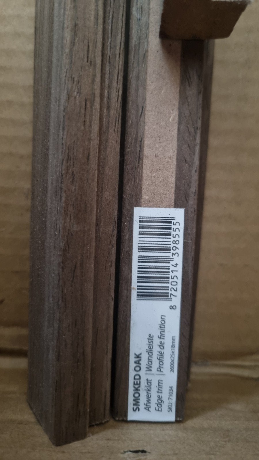 4,5 stuks Smoked Oak Eindprofielen tbv akoestische panelen -, Ophalen, Eiken, 250 cm of meer, Lijsten