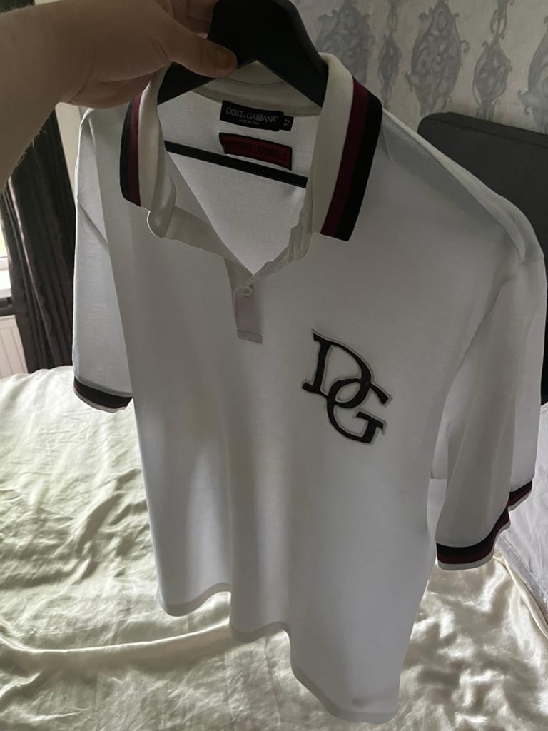 Dolce & Gabbana DG Polo Wit Maat 52 L/XL  Retail €350, Ophalen of Verzenden, Zo goed als nieuw, Maat 52/54 (L), Wit