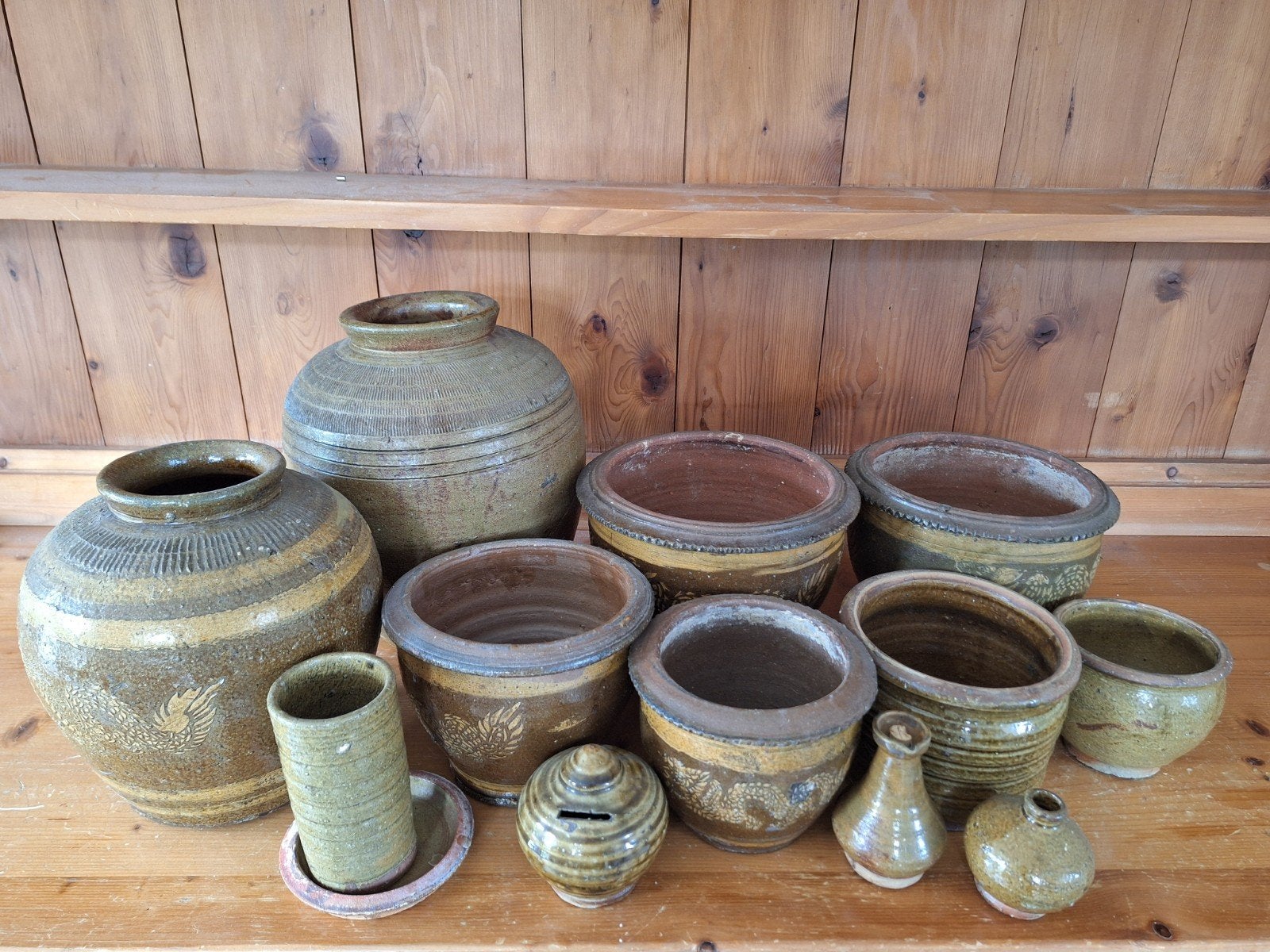 Chinese/Aziatische potten & kruiken olijfgroen,/bruin, Ophalen