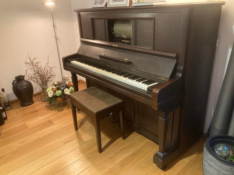 Ibach piano met pianola en pianola rollen, Ophalen, Gebruikt, Bruin, Piano