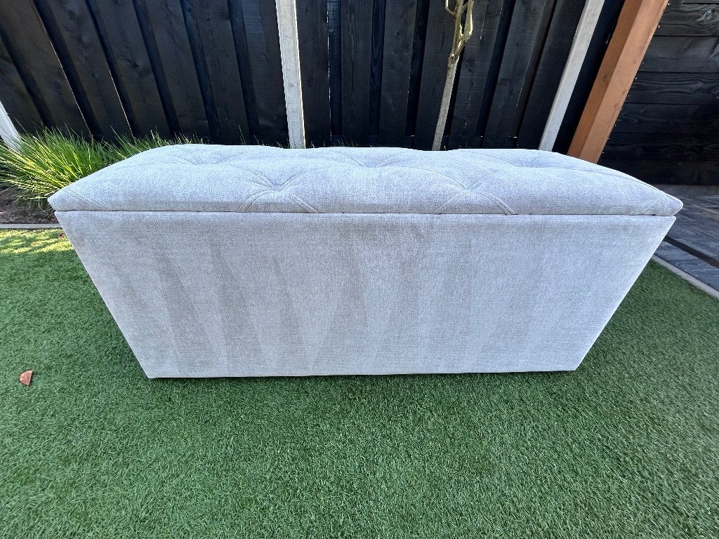 Opbergbank grijs stof, Ophalen, Minder dan 50 cm, 100 tot 125 cm, Stof