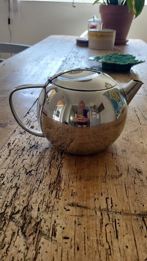Vintage Bolvormige Theepot - Roestvrij Staal, Ophalen of Verzenden, Overige materialen, Overige stijlen, Overige typen