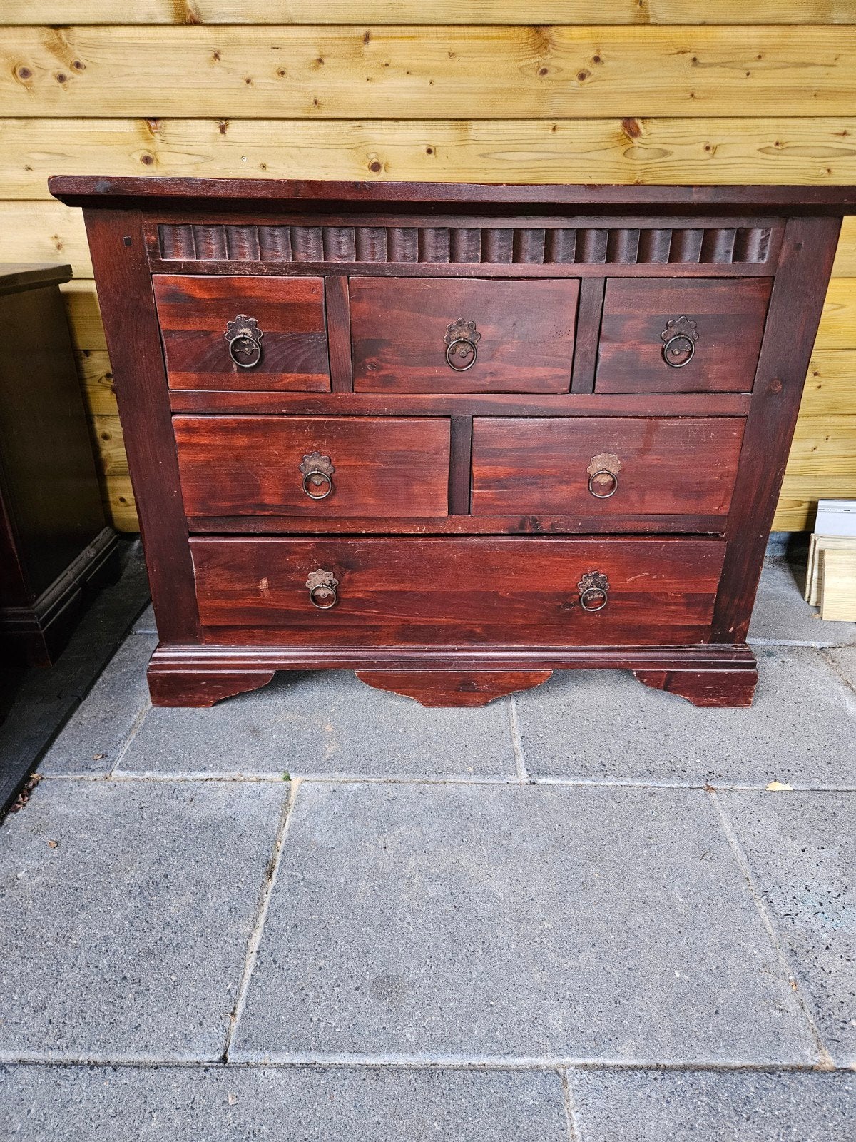 Vintage houten ladekast met 6 laden, Ophalen, Gebruikt, 5 laden of meer, Vintage