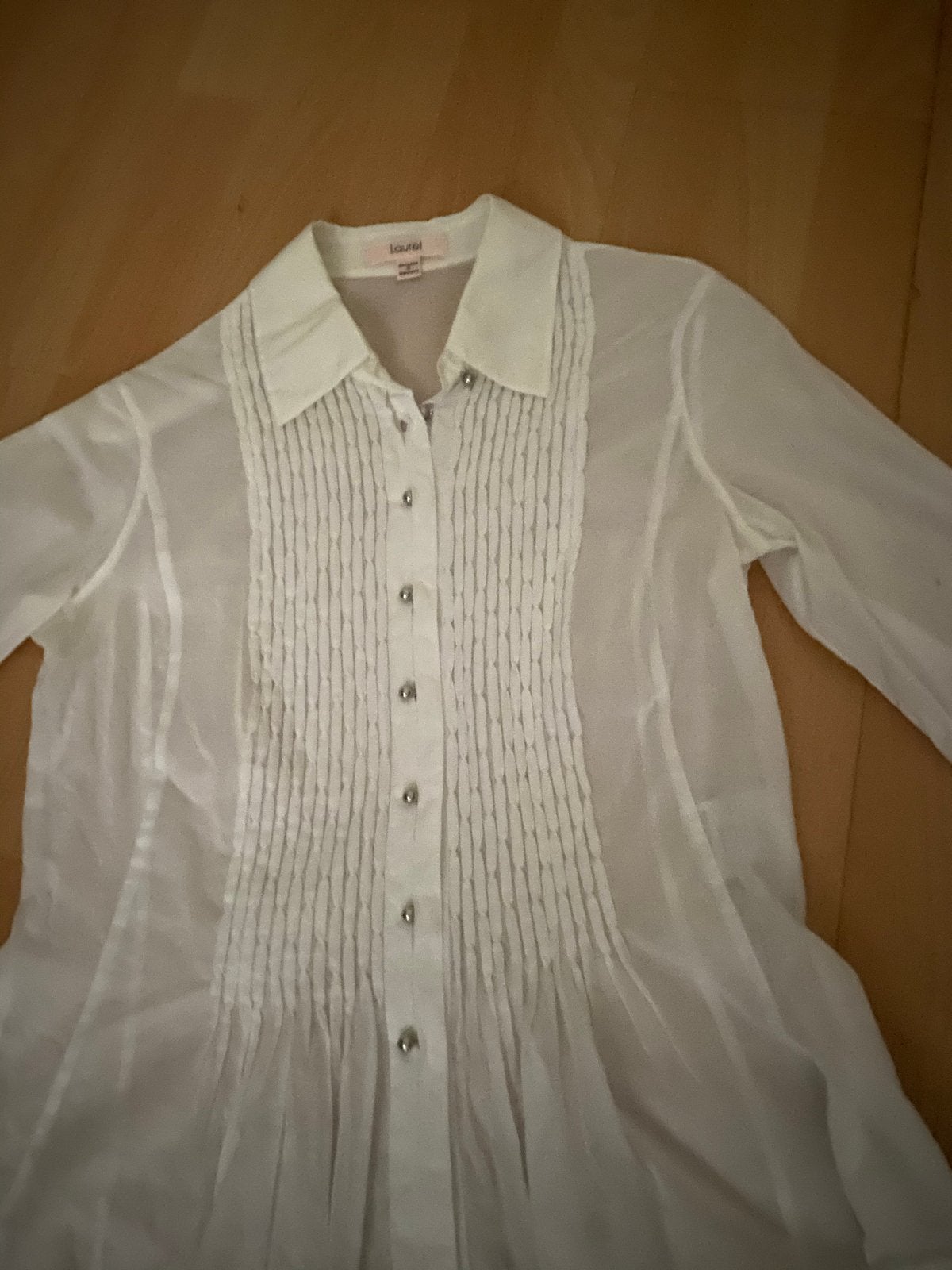 Witte blouse met plooien van Laurel, Kleding | Dames, Ophalen of Verzenden, Zo goed als nieuw, Maat 36 (S), Wit