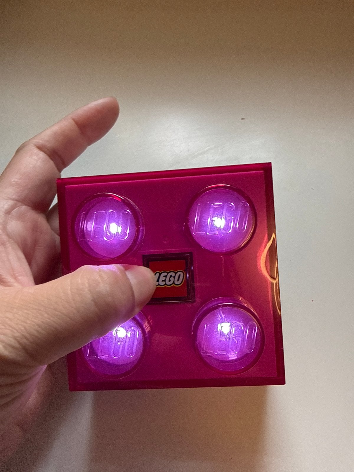Lego LED lamp 2x2 steen roze, Ophalen of Verzenden, Zo goed als nieuw