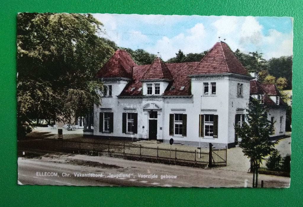 Ellecom, Chr. Vakantieoord Jeugdland. Voorzijde gebouw. Klf, Verzamelen, Verzenden, 1940 tot 1960, Gelopen, Gelderland