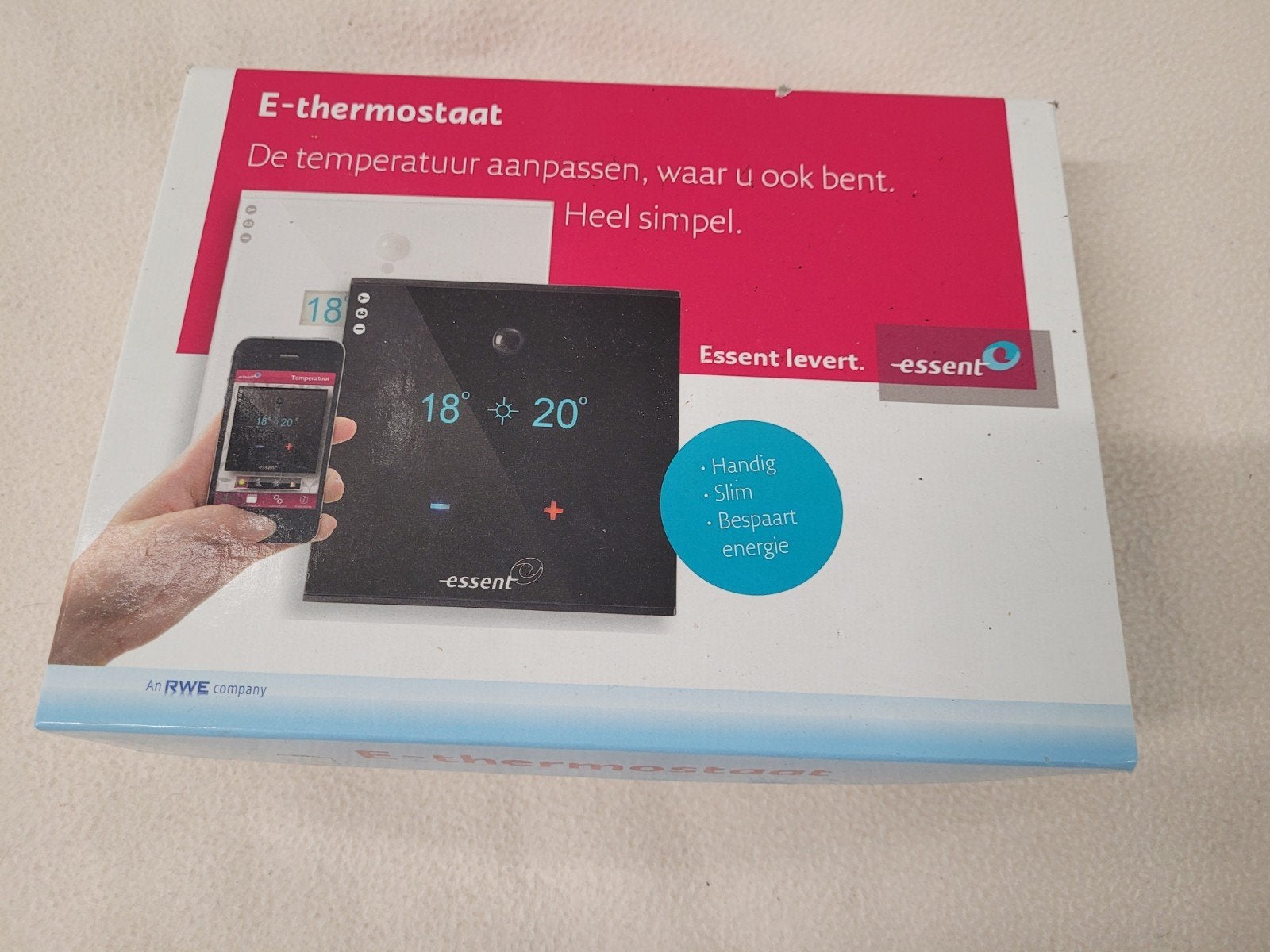 Essent E-thermostaat met Hub slimme Energieoplossing, Ophalen of Verzenden, Slimme thermostaat, Zo goed als nieuw