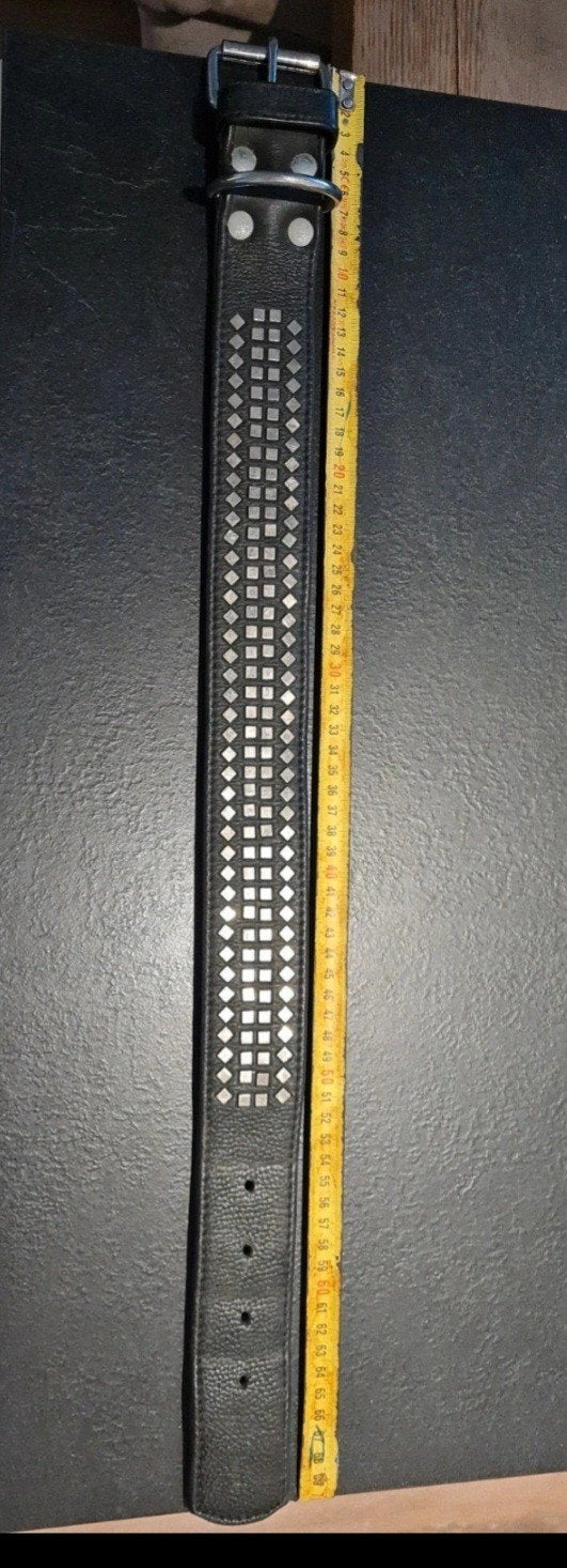 Stoere zwarte leren Hondenhalsband- 70 cm (grote hond), Ophalen of Verzenden