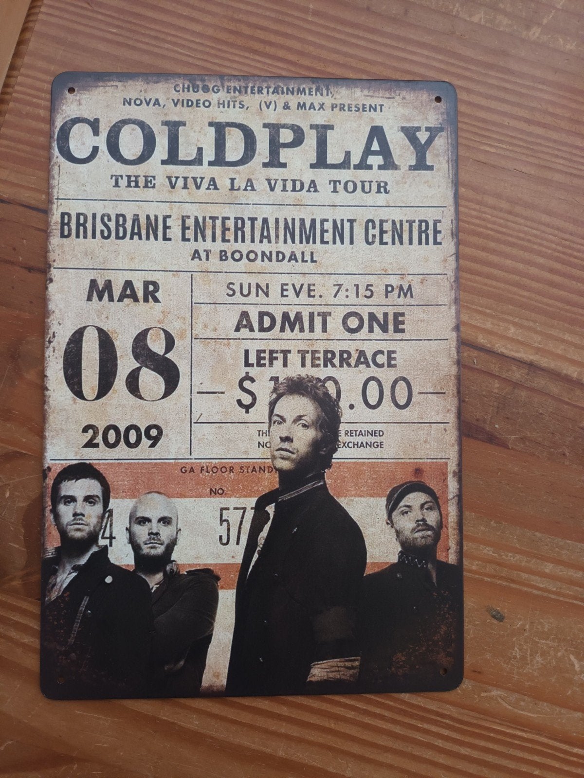 Coldplay The Viva La Vida Tour metalen wandbord, Ophalen of Verzenden, Gebruikt