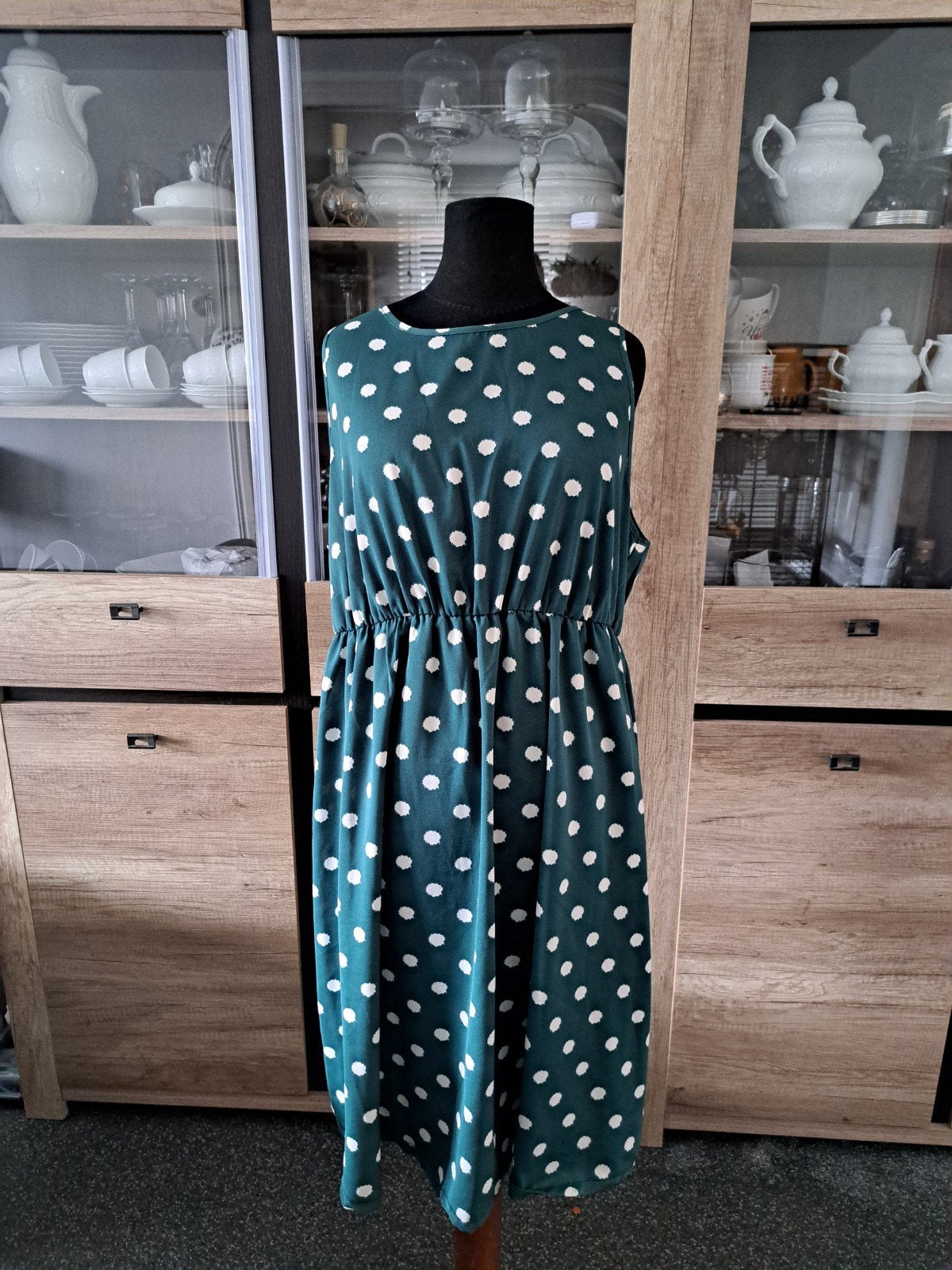 groen wit stippel jurk 2xl, Ophalen of Verzenden, Zo goed als nieuw, Blauw, Jurk