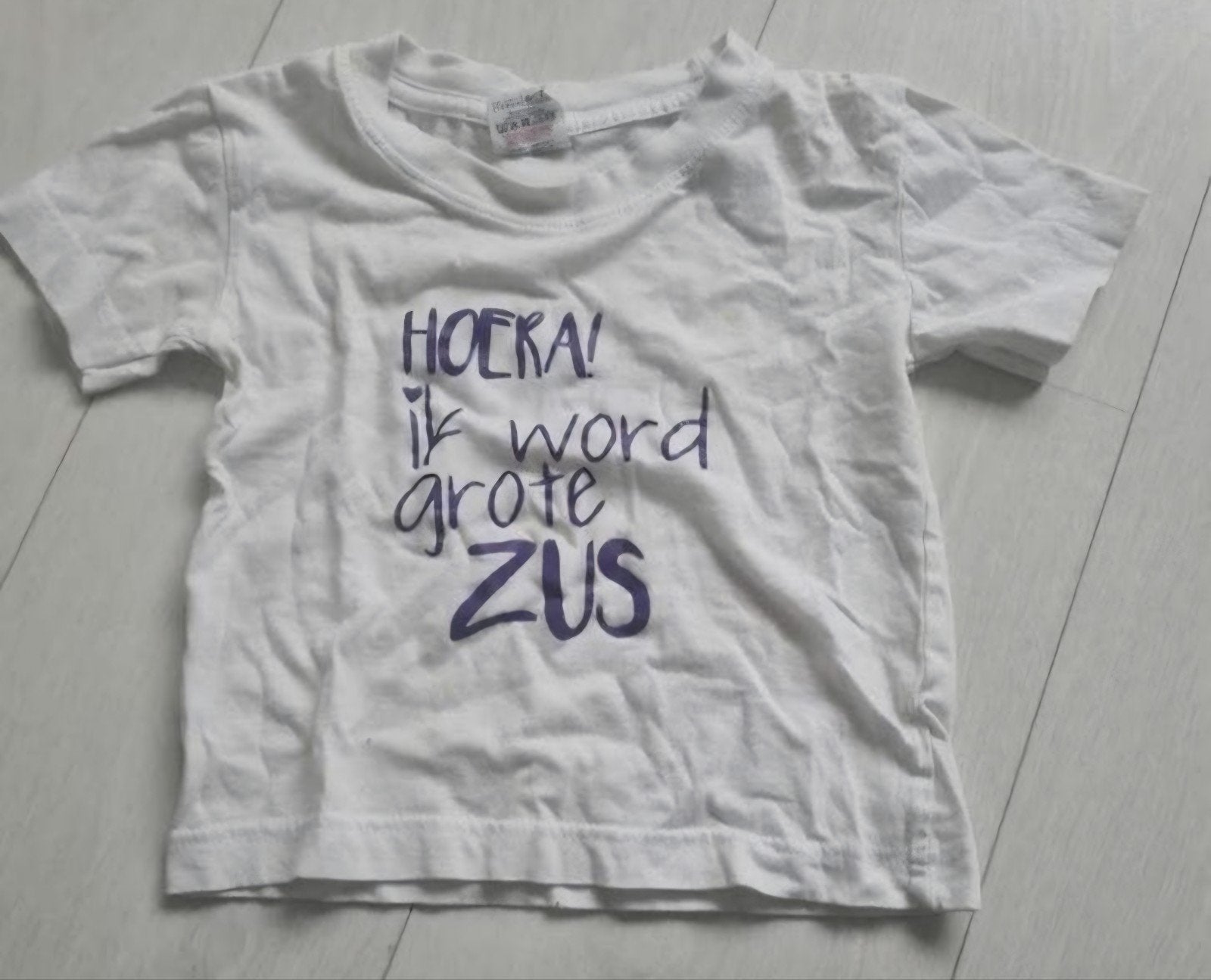 Hoera ik word grote zus 68/74, Kinderen en Baby's, Ophalen of Verzenden, Zo goed als nieuw, Meisje, Shirtje of Longsleeve