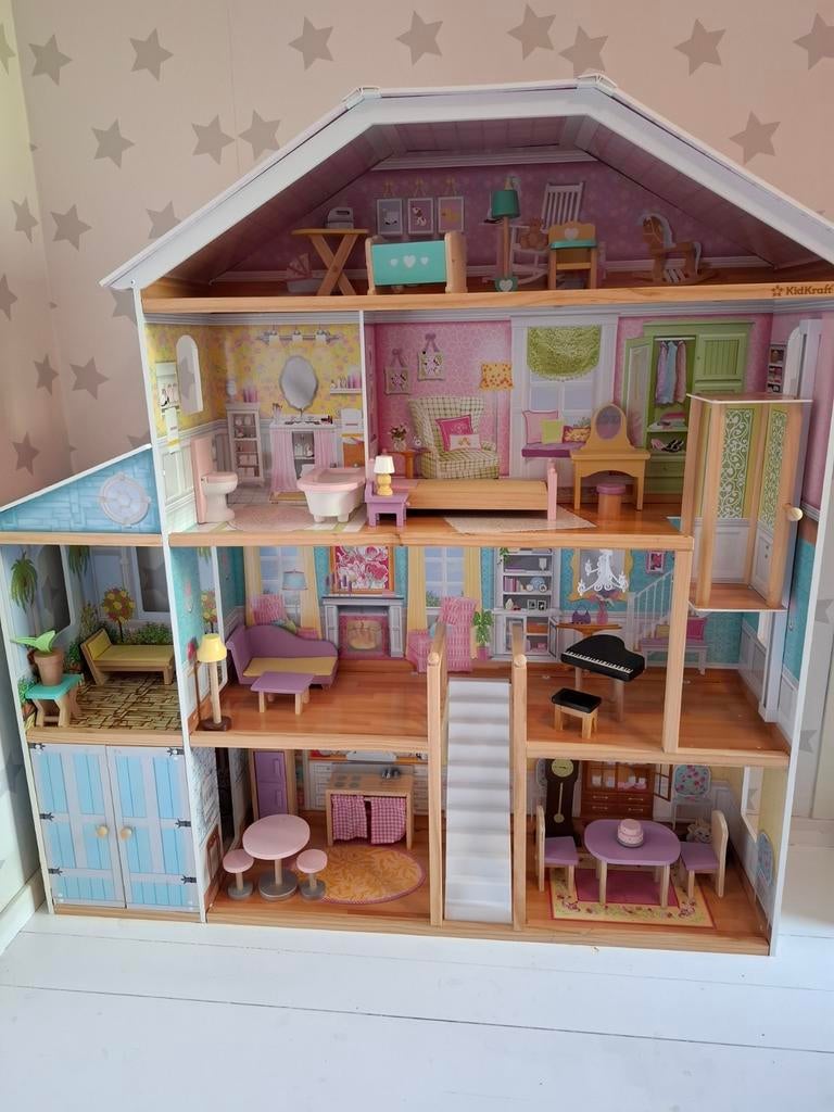Kidkraft Grand View Mansion XXL Poppenhuis met Meubels, Ophalen, Zo goed als nieuw, Poppenhuis