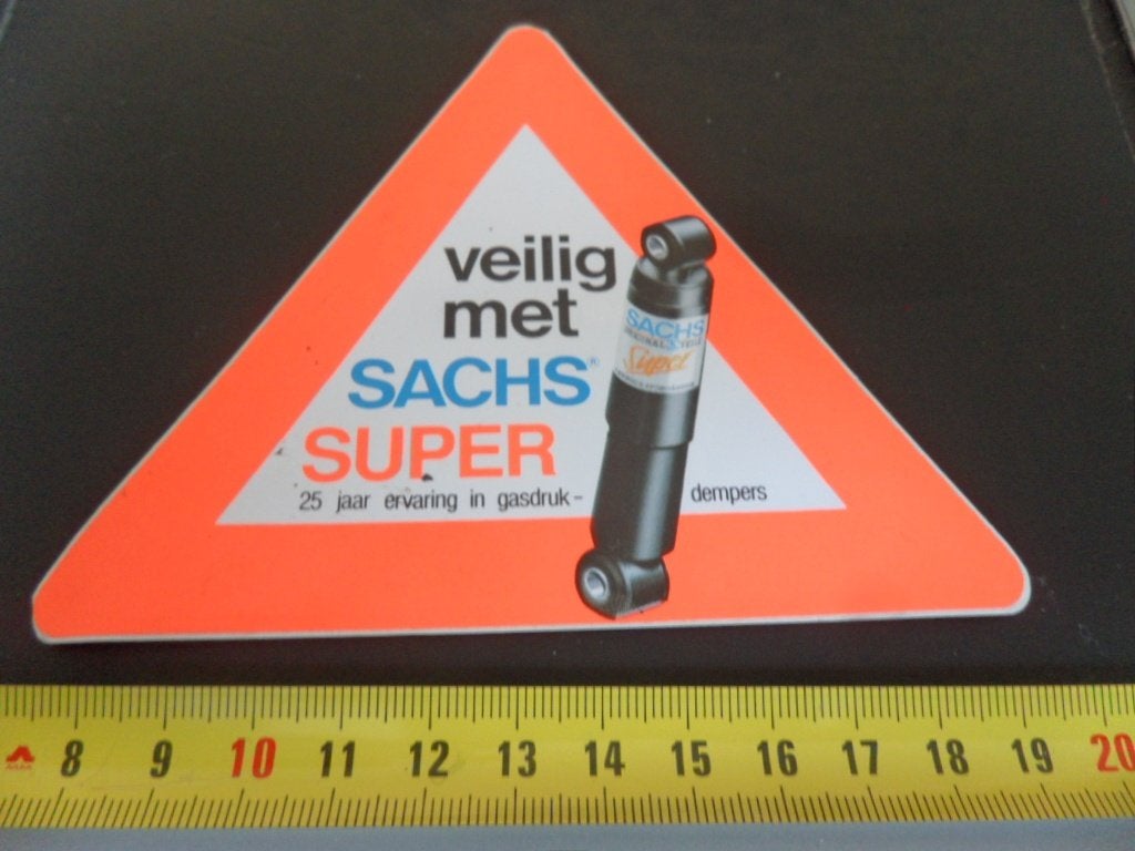 sticker Veilig met SACHS Super 25 jaar ervaring in gasdrukde, Ophalen of Verzenden, Zo goed als nieuw