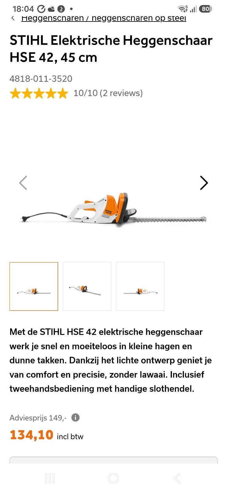 nieuwe stihl heggenschaar, Tuin en Terras, Ophalen of Verzenden, Nieuw, Elektrisch, Stihl