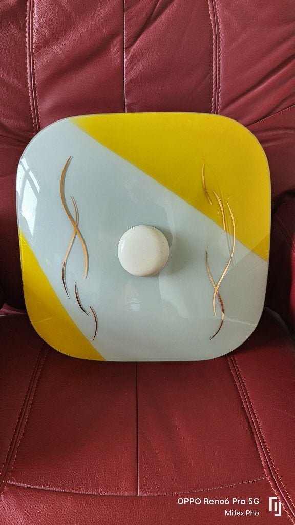 Vintage plafonnière jaren 60, Ophalen, Gebruikt, Glas
