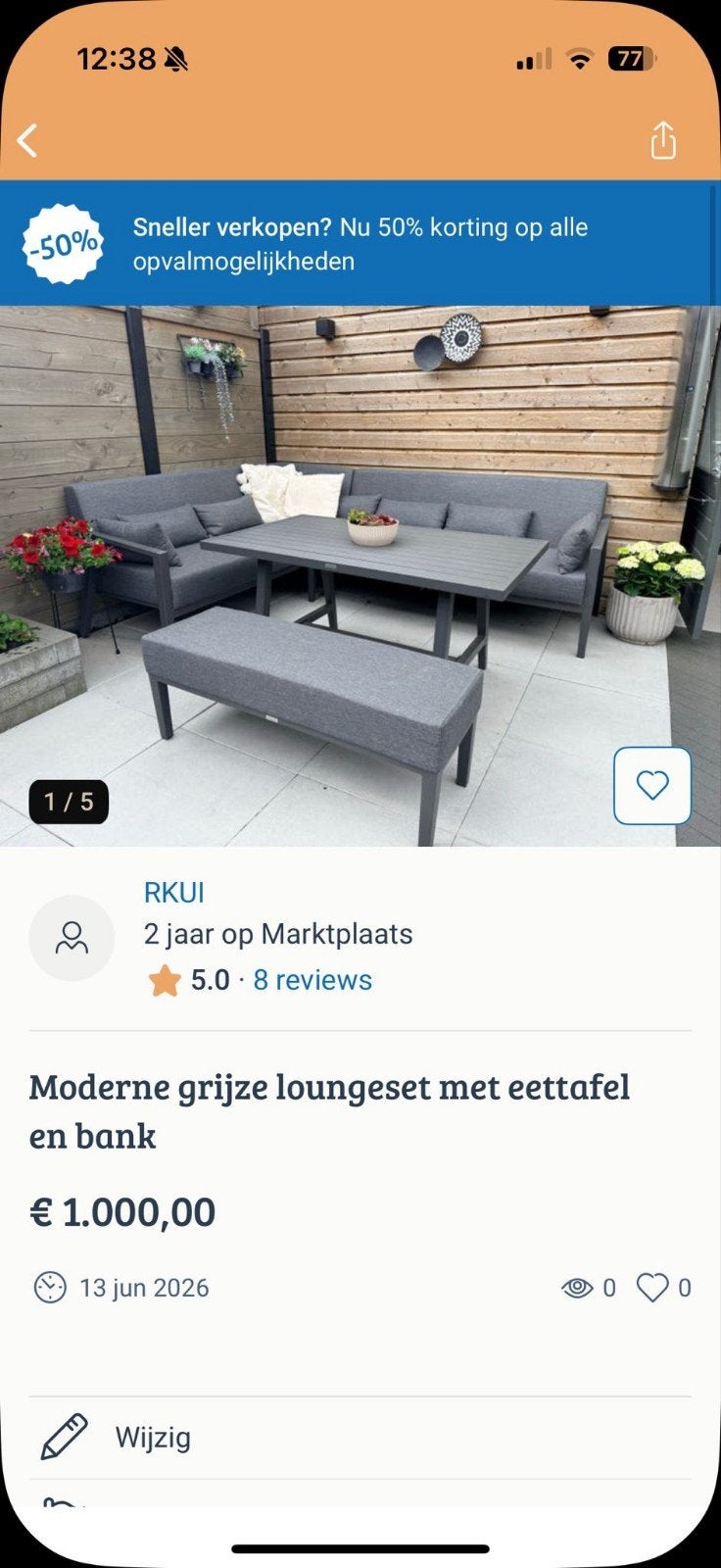 Tuinset, Ophalen, Eettafel