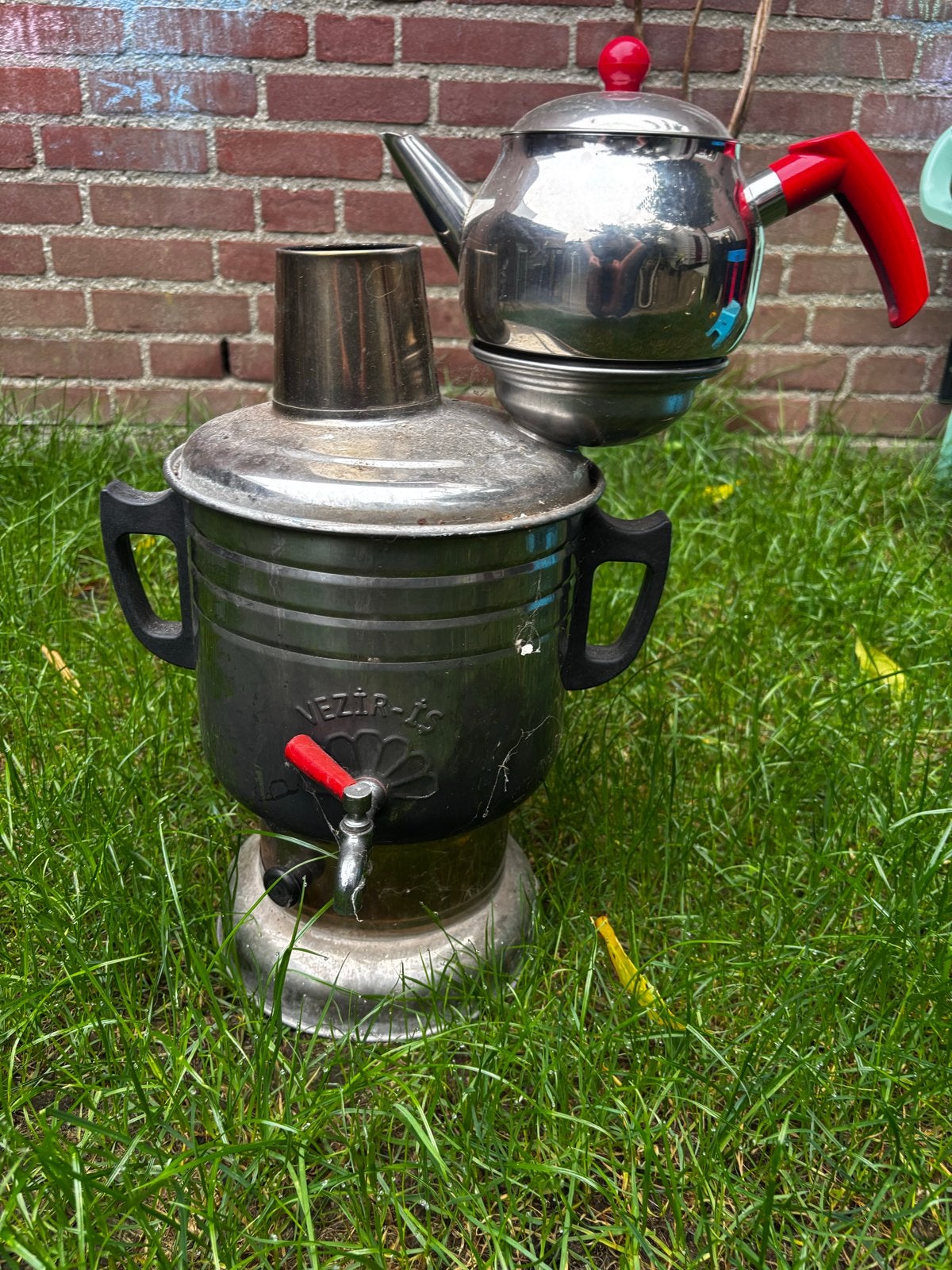 Traditionele Turkse Semaver met Theepot van Vezir-iş, Ophalen of Verzenden