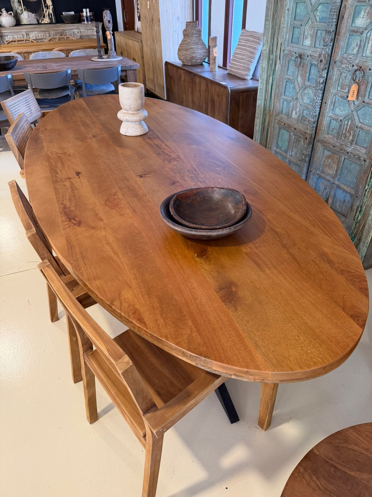 Magazijn leegverkoop grote eettafel mangohout matrix zwart, Hout, Nieuw, Ophalen of Verzenden, Info@wkhome.nl