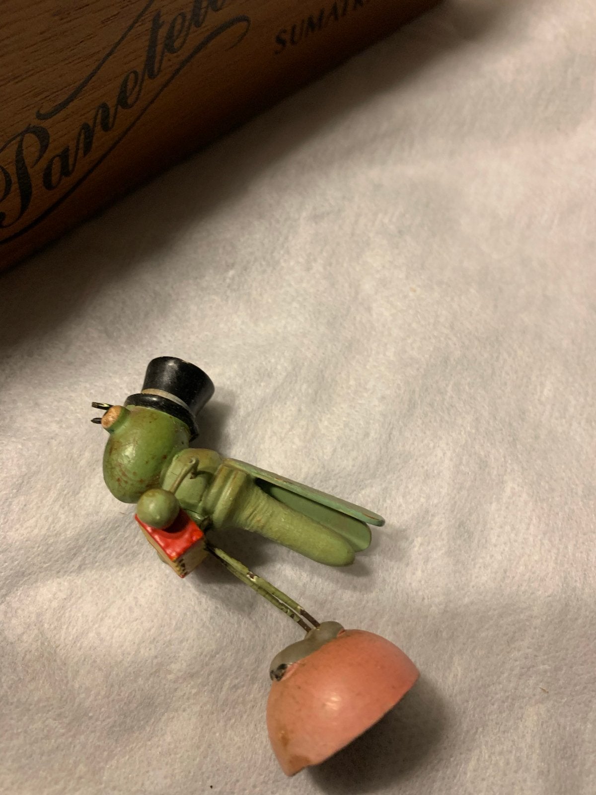 Ertzgebirge Krekel met Accordeon - Vintage Houten Figuur, Gebruikt, T, Ophalen of Verzenden, N