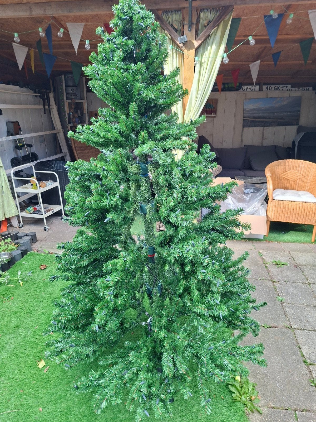 kunstkerstboom met verlichting, Ophalen, Gebruikt