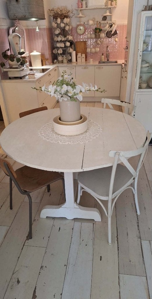 gave oude Franse oogsttafel 130 cm, Ophalen, Gebruikt, Stoer vintage, Vijf personen of meer