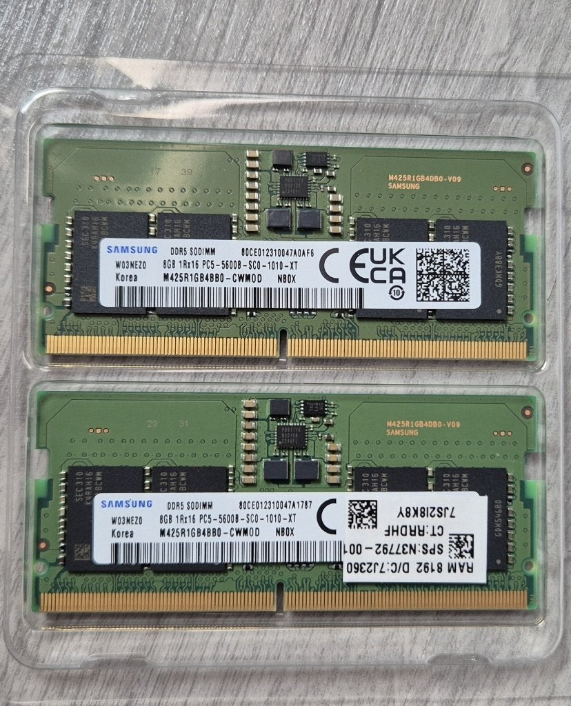 16GB (2x8GB) Samsung DDR5 Laptop RAM 5600 MHz SO-DIMM, Computers en Software, RAM geheugen, Ophalen of Verzenden, Zo goed als nieuw